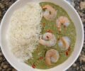 Shrimp matapa served with white rice