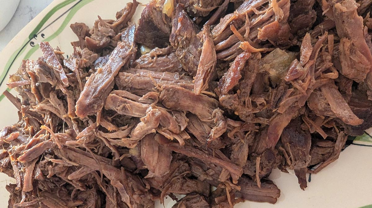 Tender, slow-cooked Botswana seswaa beef pounded into savory shreds.