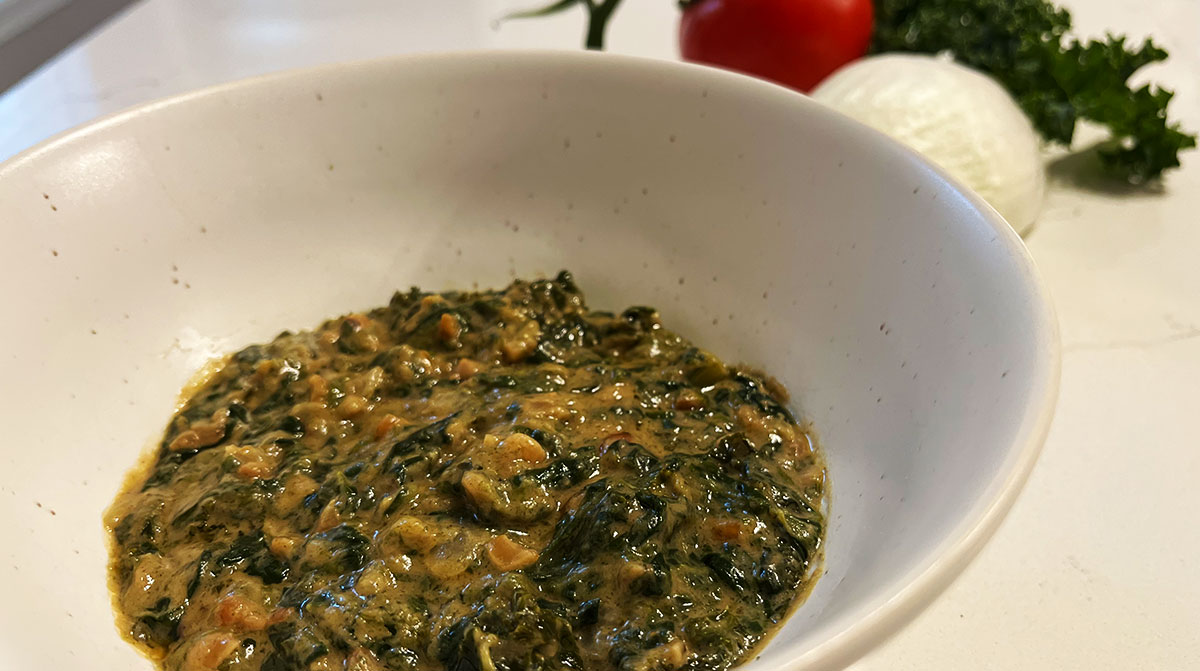 Zambian ifisashi with leafy greens
