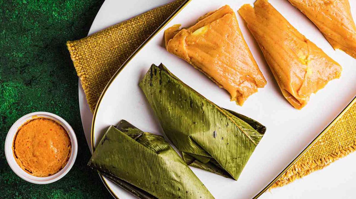 Nigerian Moi Moi in banana leaves